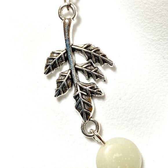2/$20 Natural Serpentine Leaf Branch Necklace, Genuine Gemstone Stainless Chain - Picture 6 of 11
